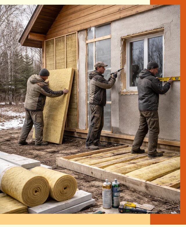 Утепление дачного дома в Канске от 5191 руб/м2 — недорого | ТепломастерКнс