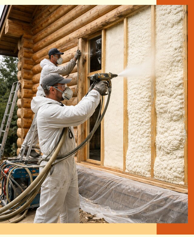 Утепление деревянного дома ППУ в Канске от 4590 руб/м2 | ТепломастерКнс — под ключ