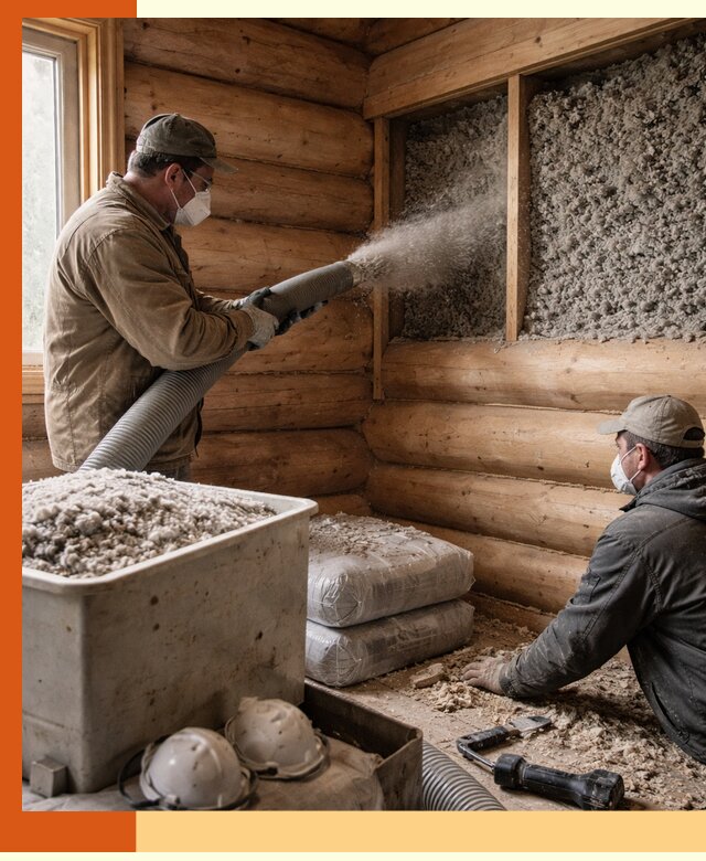 Утепление дома из бруса эковатой в Канске