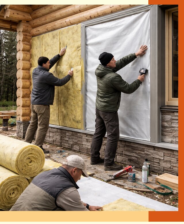 Утепление бревенчатого дома в Канске от 8361 руб/м2 — заказать под ключ | ТепломастерКнс