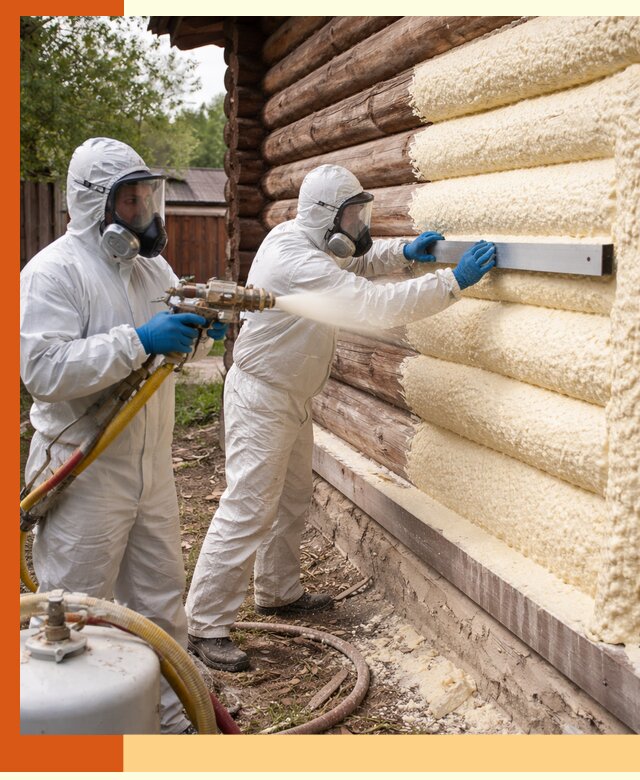 Утепление бревенчатого дома ППУ в Канске эффективной изоляцией