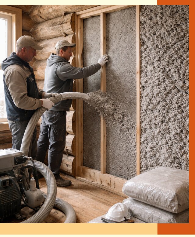 Утепление бревенчатого дома эковатой в Канске от 3005 руб. | ТепломастерКнс