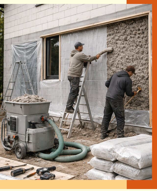 Утепление дома из газобетона эковатой в Канске от 4918 руб./м2 | ТепломастерКнс