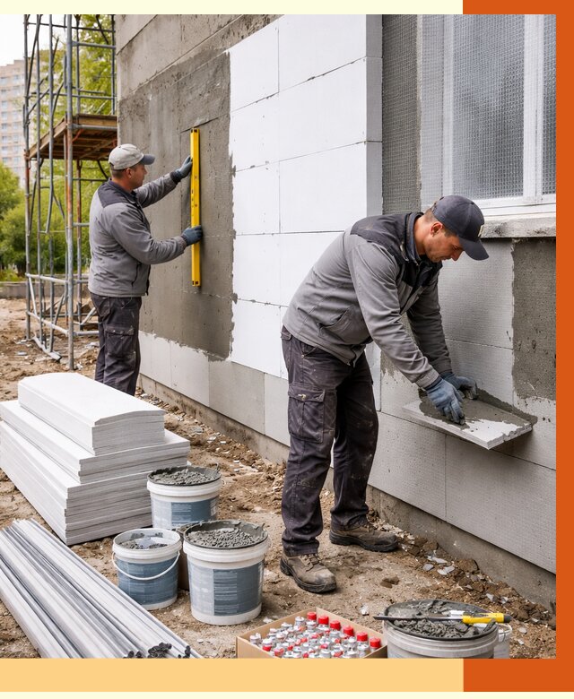 Утепление фасада и стен снаружи в Канске от 4590 руб. | ТепломастерКнс