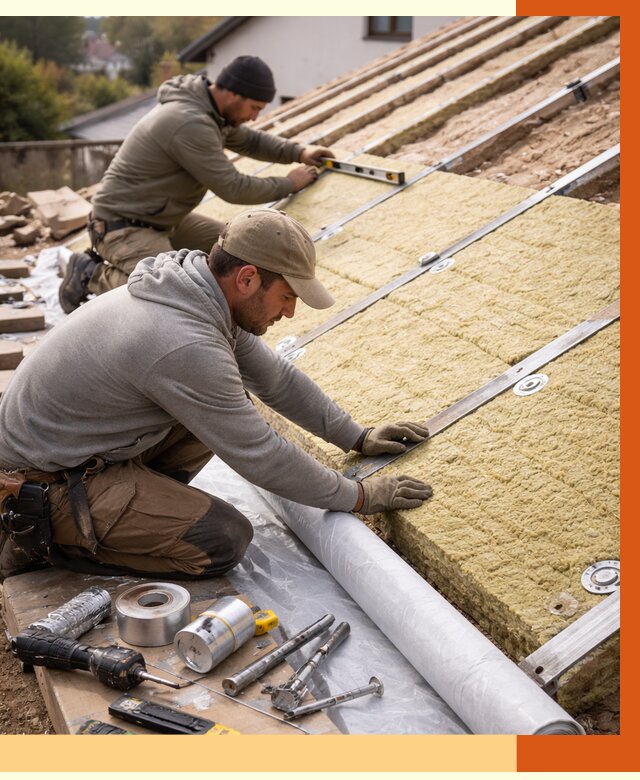 Утепление крыши снаружи в Канске под ключ от 1311 руб./м2 | ТепломастерКнс