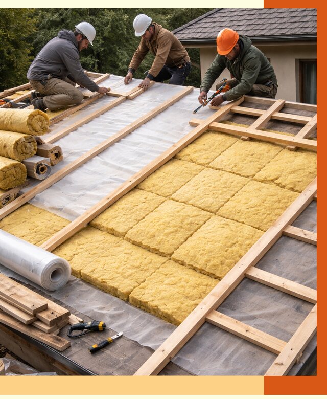 Утепление скатной крыши в Канске от 1366 руб./м2 под ключ | ТепломастерКнс