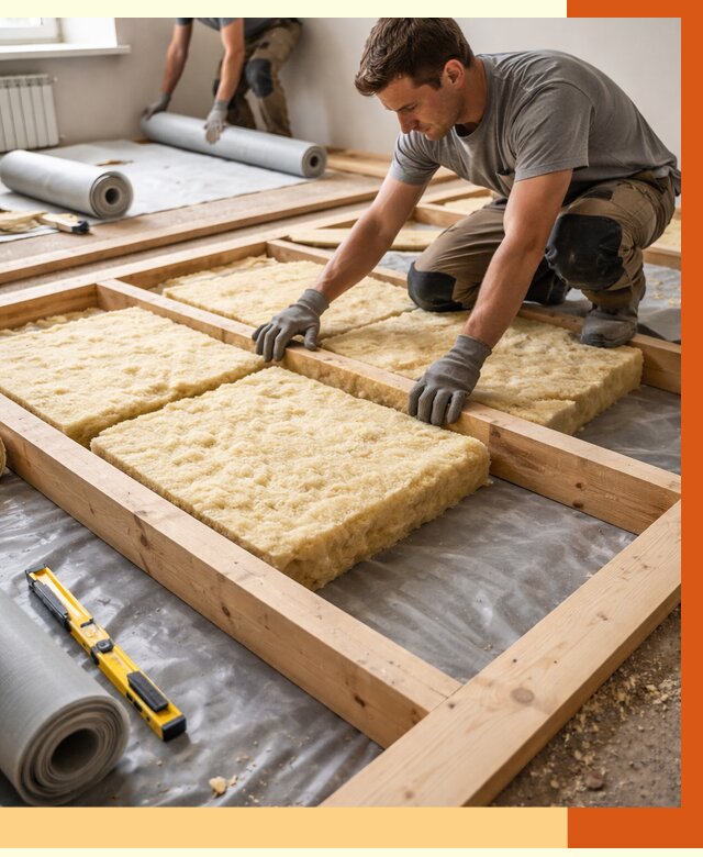 Утепление деревянного пола в Канске от 1639 руб./м2 под ключ | ТепломастерКнс