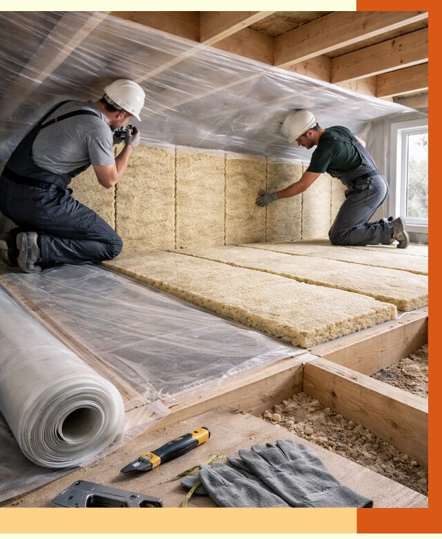 Утепление перекрытий в Канске от 3115 руб/м2 — утепление межэтажных и чердачных | ТепломастерКнс