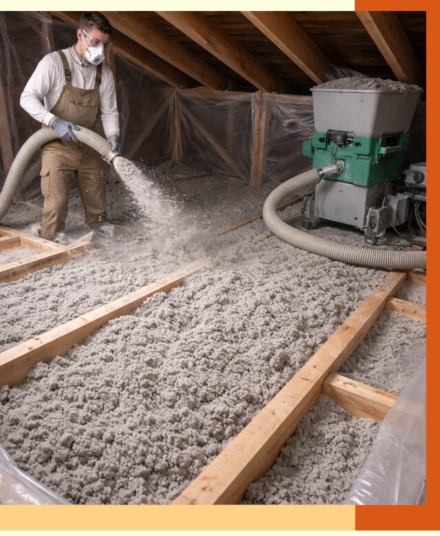 Утепление чердака эковатой в Канске от 1585 руб/м2 — заказать у ТепломастерКнс