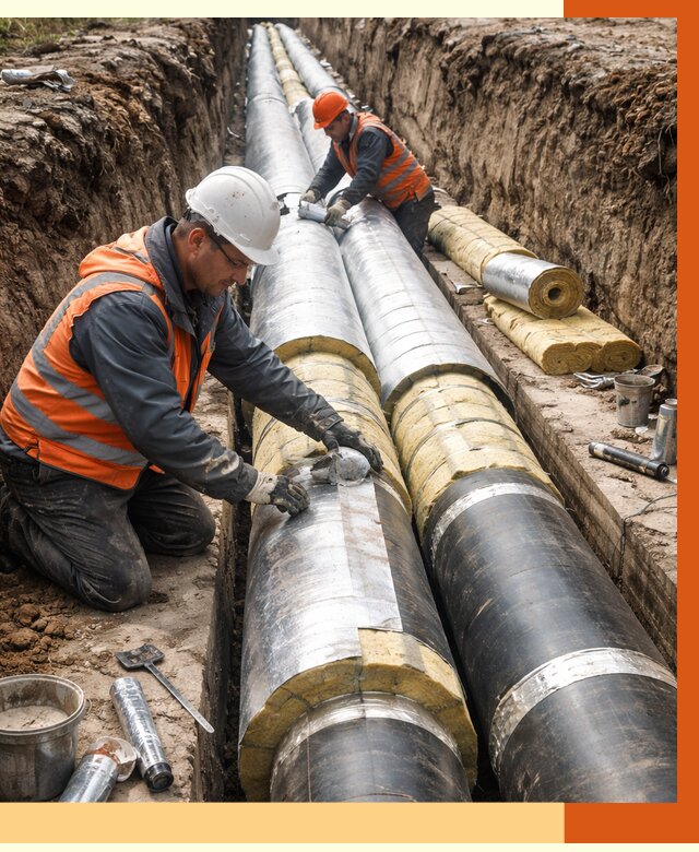 Утепление теплотрассы в Канске от 4918 руб./м2 — ппу и комплексная изоляция | ТепломастерКнс