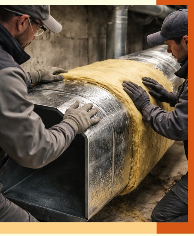 Утепление воздуховодов в Канске от 4590 руб. — теплоизоляция вентиляции | ТепломастерКнс