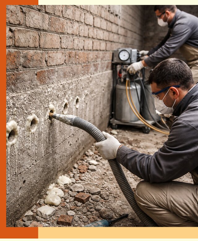 Заполнение колодцевой кладки ППУ в Канске быстро и герметично