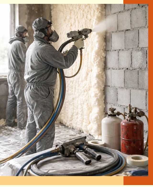 Утепление блочной стены ППУ в Канске от 4645 руб./м² — ТепломастерКнс