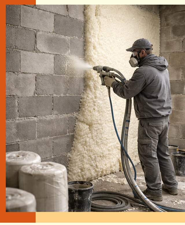 Утепление блочной стены ППУ в Канске качественно и надёжно