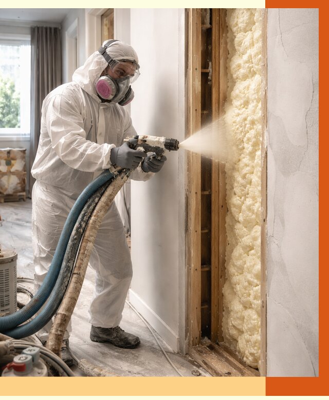 Межстеновое утепление ППУ в Канске от 3005 руб/м2 — межстенное утепление под ключ | ТепломастерКнс