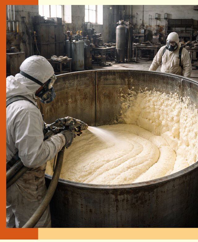 Заливка ппу в емкости с полной изоляцией и герметизацией в Канске