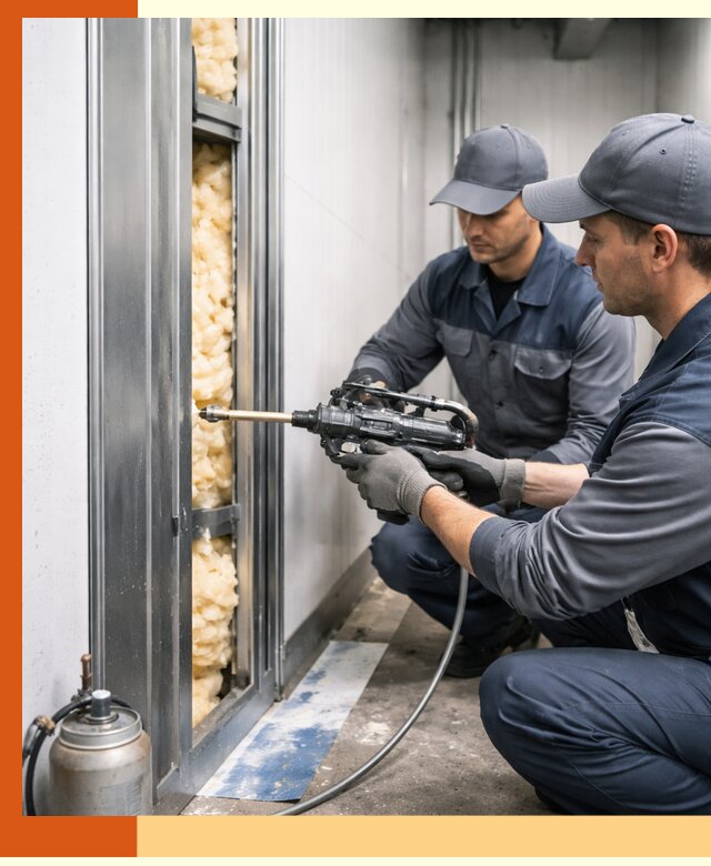 Заполнение пустот холодильных панелей в Канске специализированной пеной