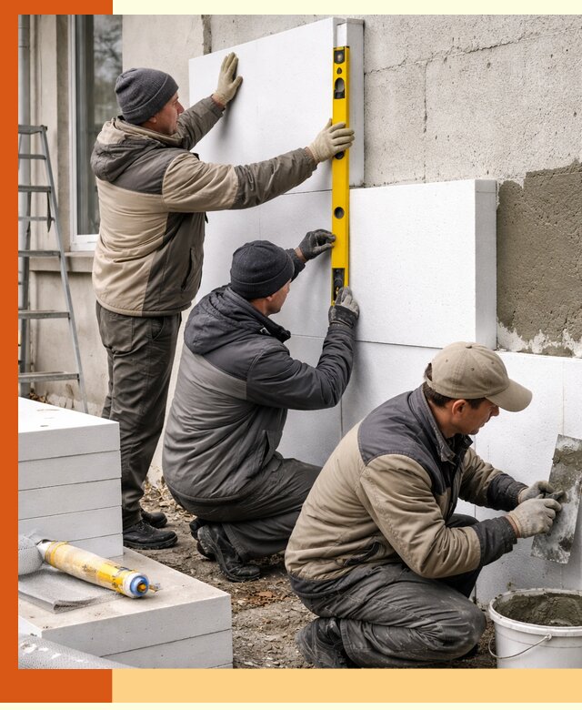 Утепление пенопластом наружных стен и фасадов в Канске