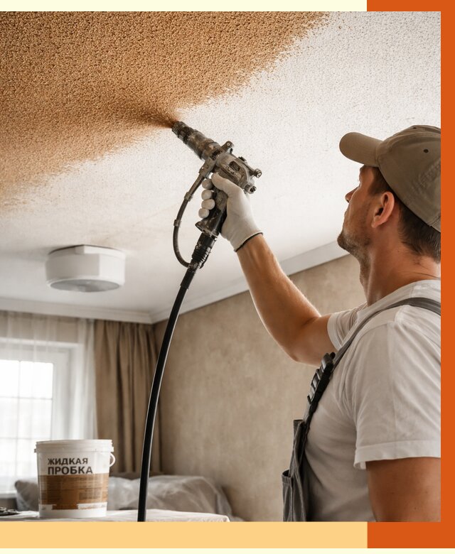 Утепление потолка жидкой пробкой в Канске от 3825 руб. | ТепломастерКнс