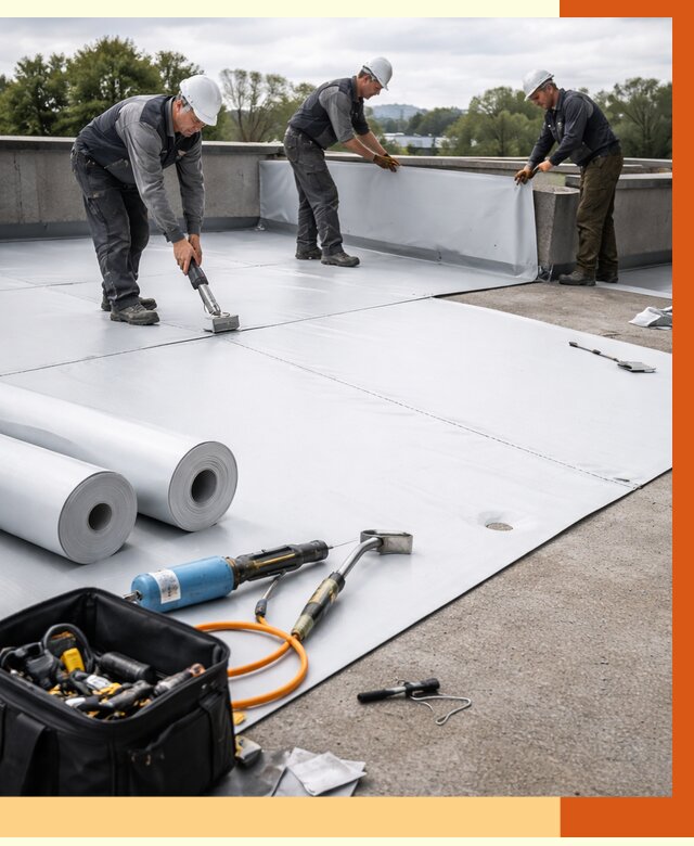 Гидроизоляция мембранной кровли в Канске от 8197 руб./м² — профессионально | ТепломастерКнс