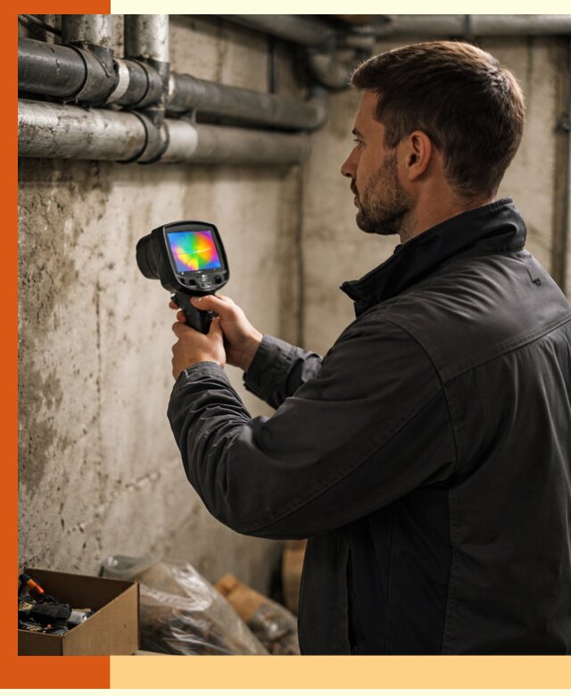 Тепловизионное обследование подвала в Канске для поиска утечек тепла