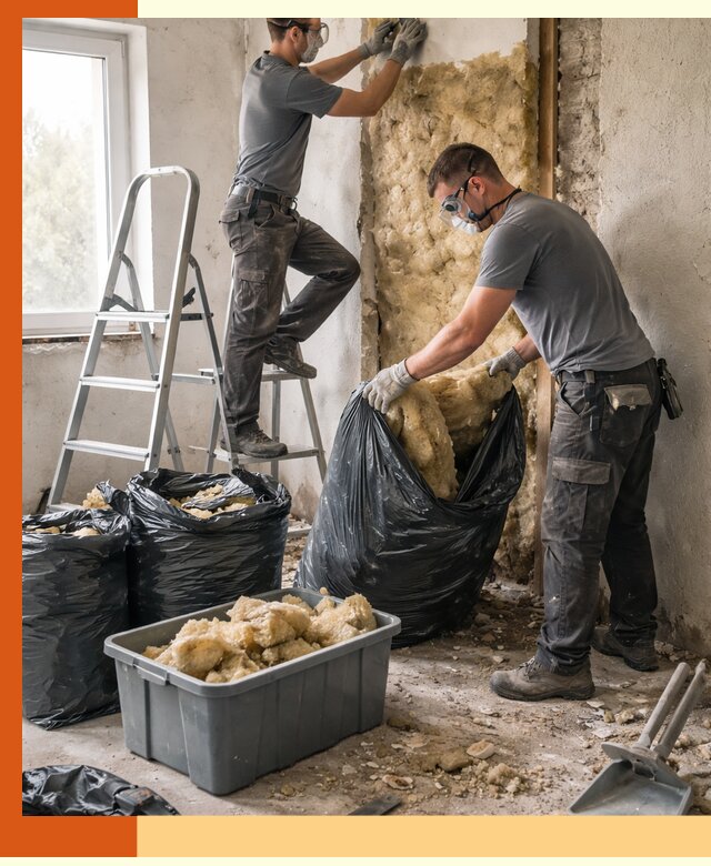 Демонтаж старого утеплителя и вывоз отходов в Канске