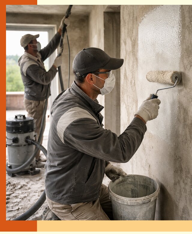 Подготовка поверхности под напыление утеплителя в Канске