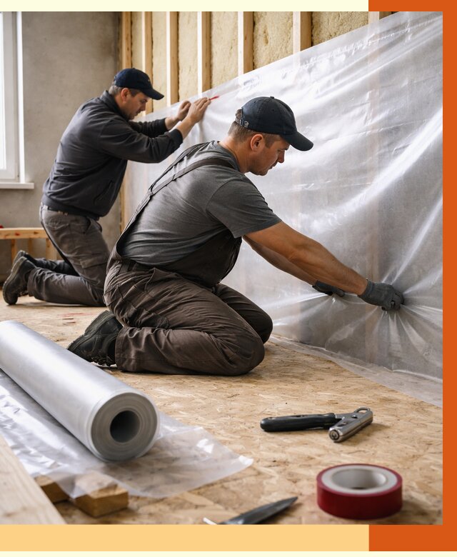 Монтаж пароизоляции в Канске от 2732 руб. — установка и укладка под ключ | ТепломастерКнс