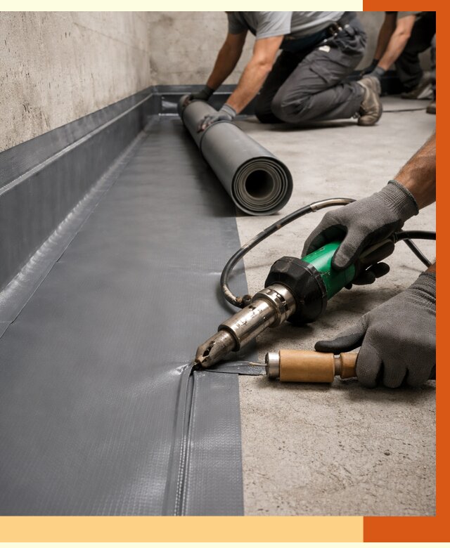 Монтаж гидроизоляционной мембраны в Канске от 1087 руб/м2 | ТепломастерКнс